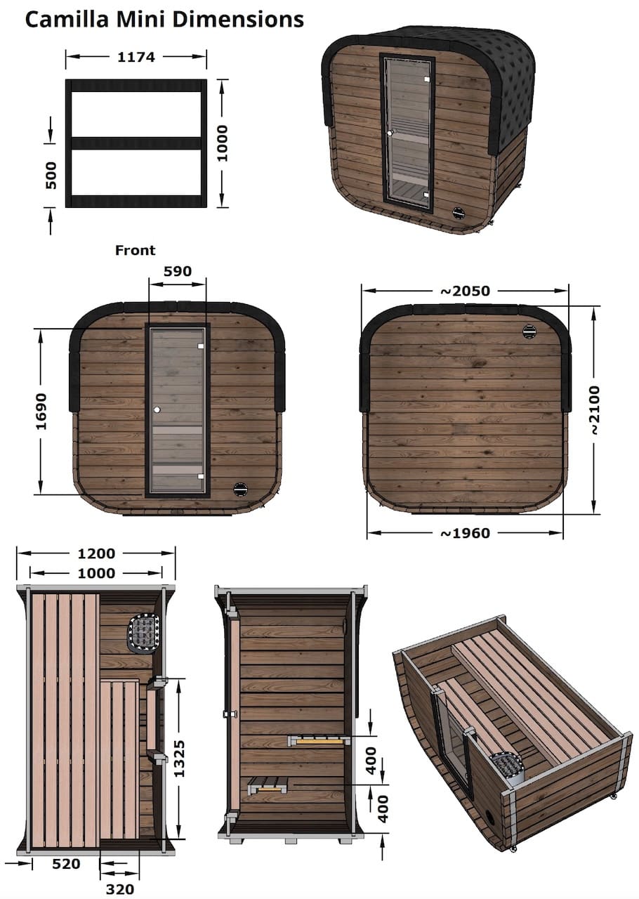 Camilla Mini Traditional Outdoor Sauna 2 Person - Heracles Wellness