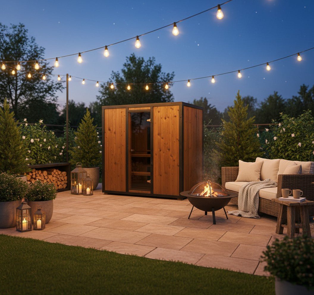 Modus Outdoor Sauna 3 - 4 Person with Harvia Cilindro PC70 Heater and Stones - Kit - Heracles Wellness