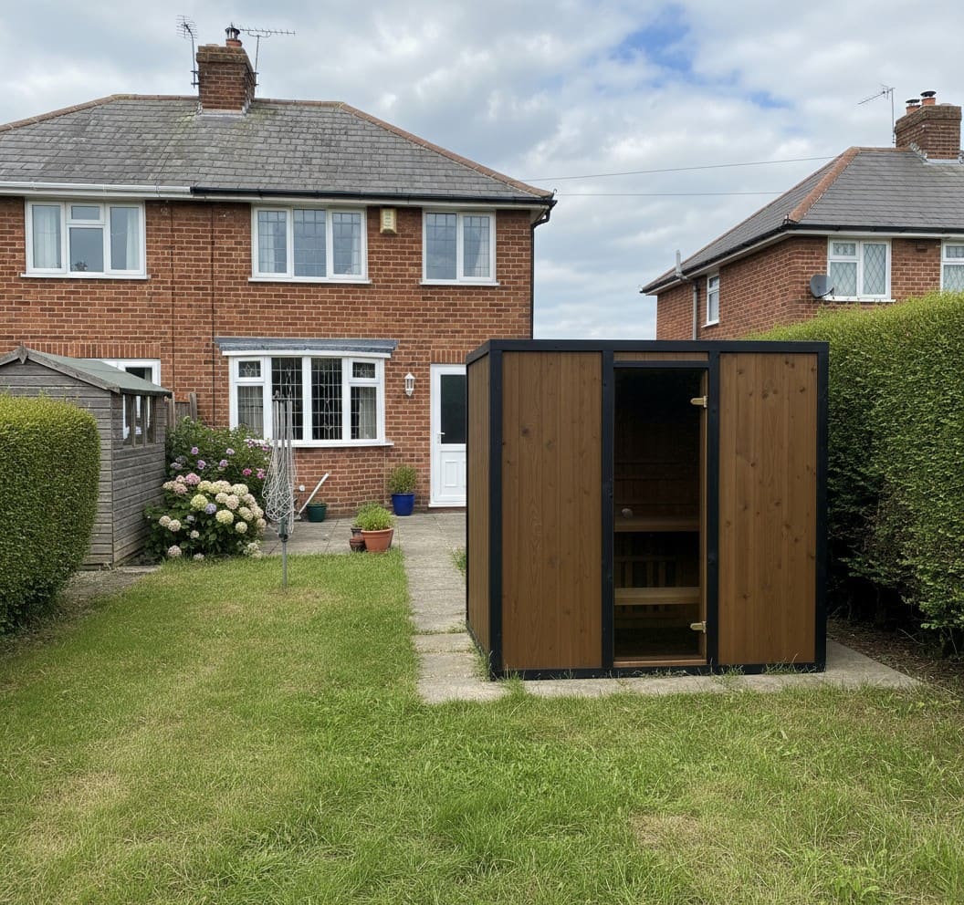 Modus Outdoor Sauna 3 - 4 Person with Harvia Cilindro PC70 Heater and Stones - Kit - Heracles Wellness