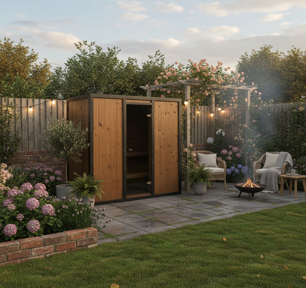 Modus Outdoor Sauna 3 - 4 Person with Harvia Cilindro PC70 Heater and Stones - Kit - Heracles Wellness