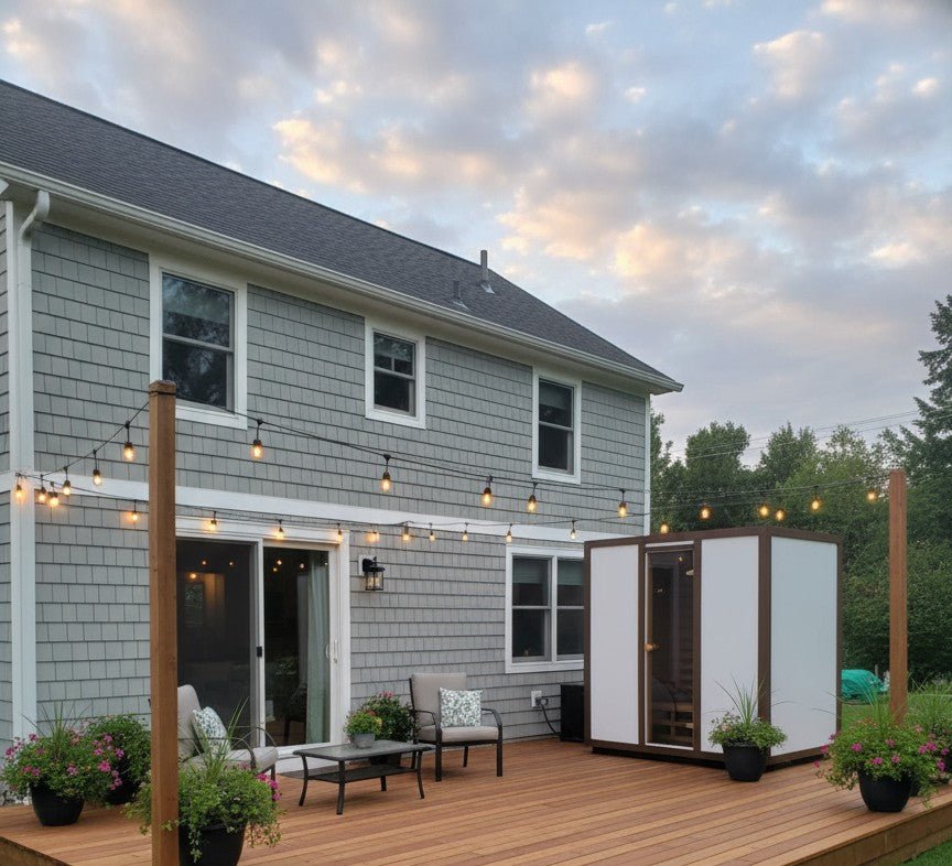 Modus Outdoor Sauna 3 - 4 Person with Harvia Cilindro PC70 Heater and Stones - Kit - Heracles Wellness