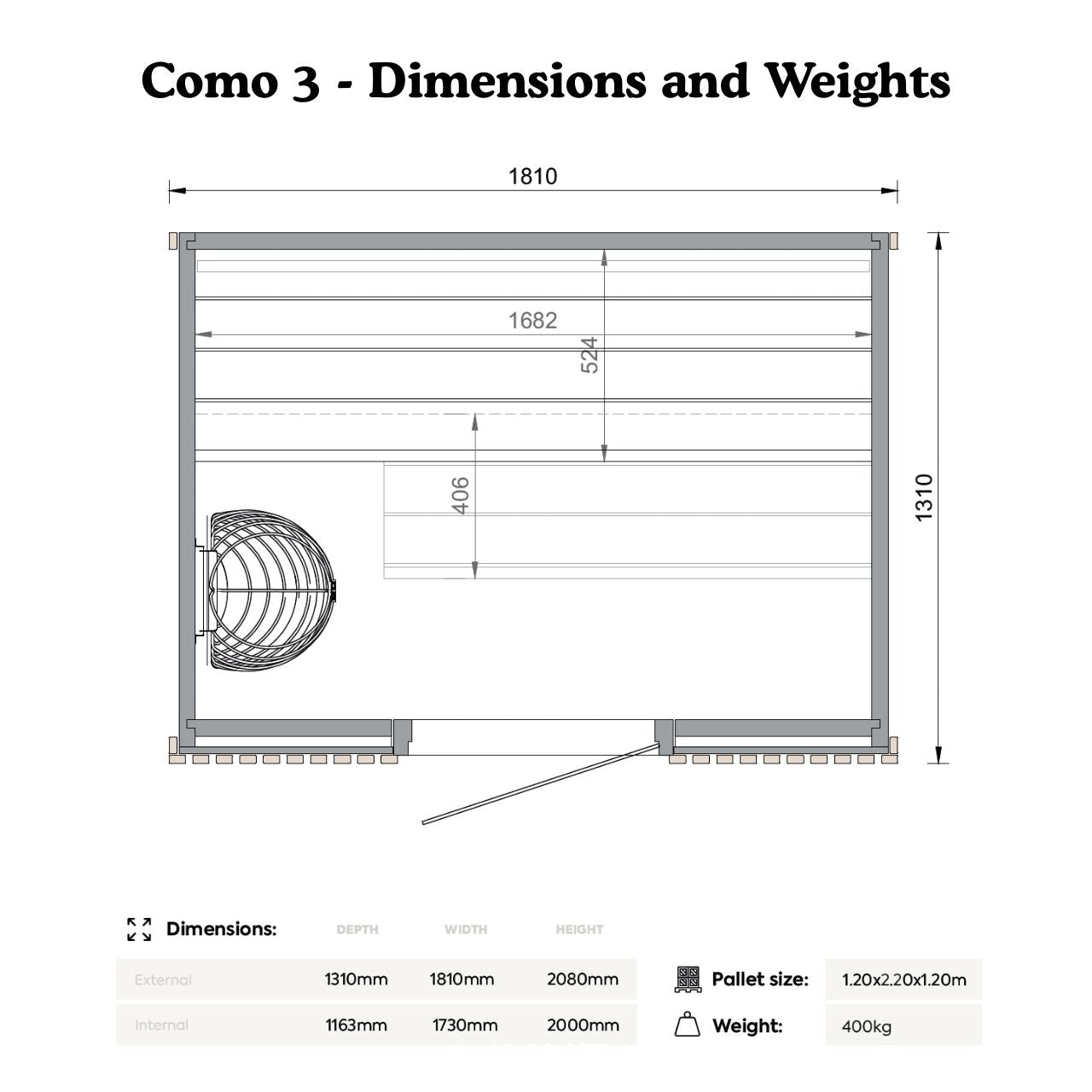 Saunasell Como 3 Person Indoor Sauna - Heracles Wellness
