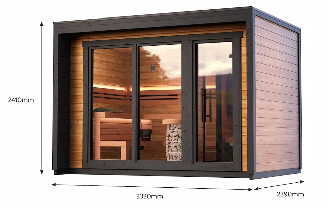 Saunasell Patio M 5 Person Outdoor Sauna with Changing Room - Heracles Wellness