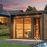 Saunasell Patio M 5 Person Outdoor Sauna with Changing Room - Heracles Wellness