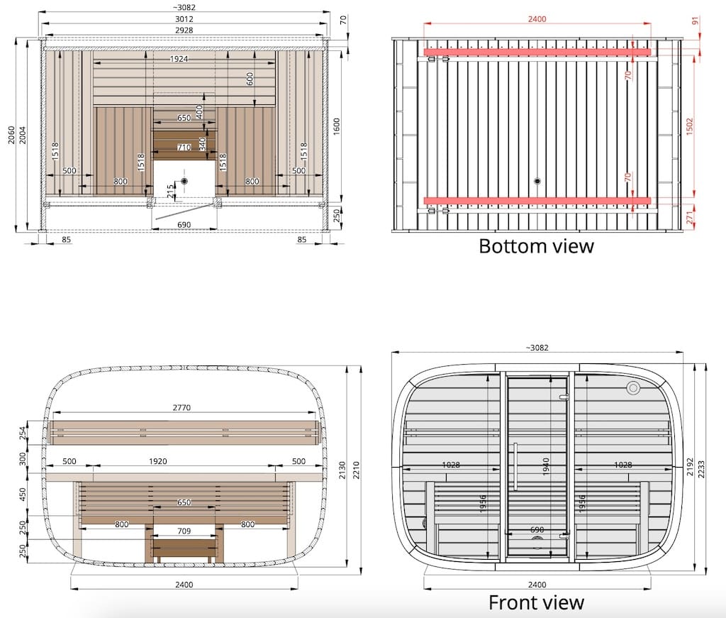 Saunasell Round Cube Relax Outdoor Sauna 6 Person - Heracles Wellness