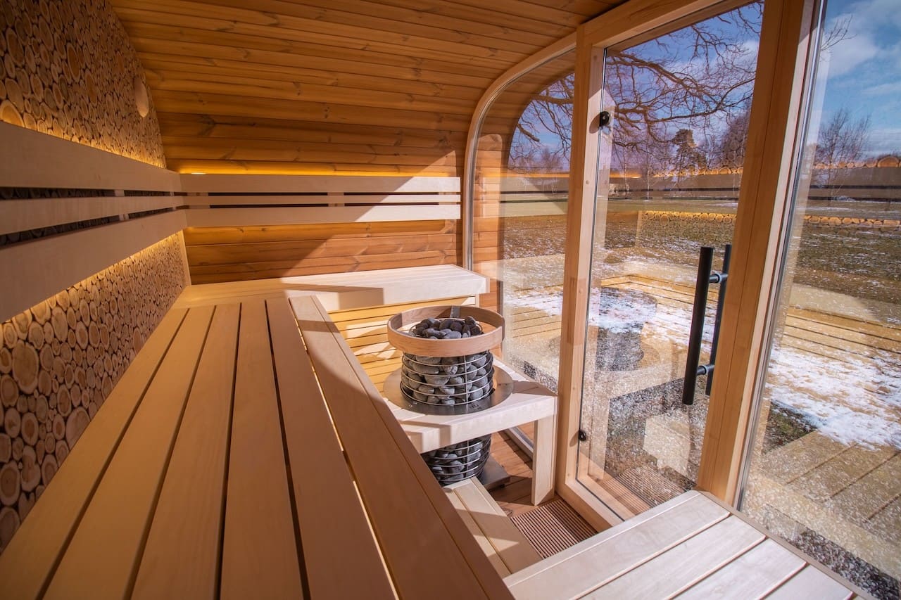 Saunasell Round Cube Relax Outdoor Sauna 6 Person - Heracles Wellness