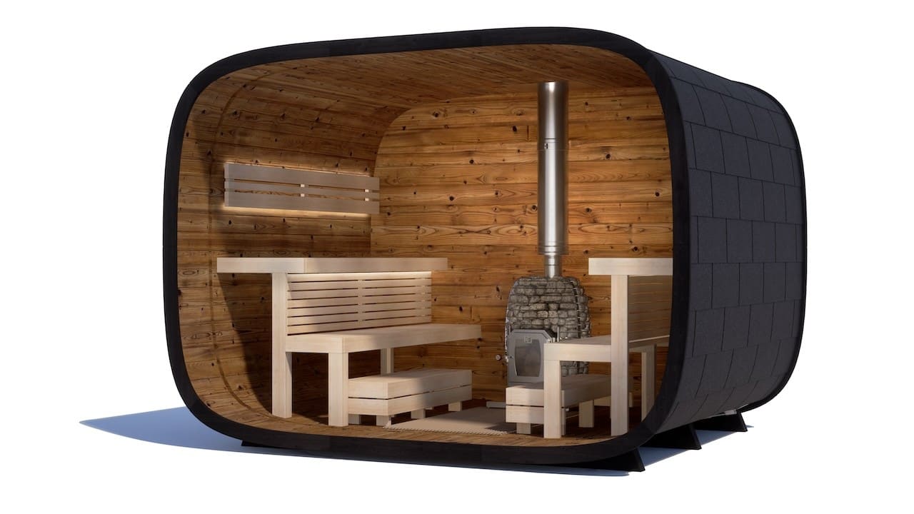 Saunasell Round Cube Single Outdoor Sauna 8 Person - Heracles Wellness