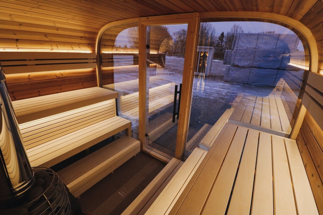 Saunasell Round Cube Single Outdoor Sauna 8 Person - Heracles Wellness