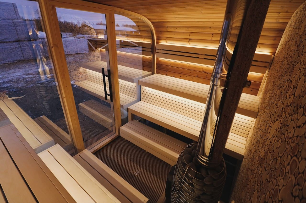 Saunasell Round Cube Single Outdoor Sauna 8 Person - Heracles Wellness