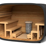 Saunasell Round Cube Single Outdoor Sauna 8 Person - Heracles Wellness