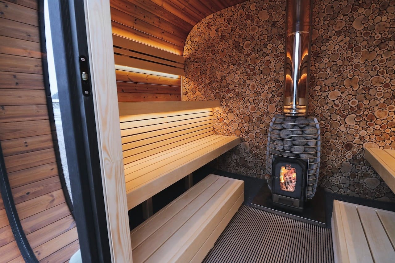 Saunasell Round Cube Single Outdoor Sauna 8 Person - Heracles Wellness