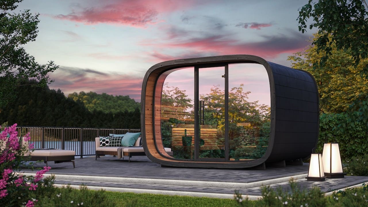 Saunasell Round Cube Single Outdoor Sauna 8 Person - Heracles Wellness