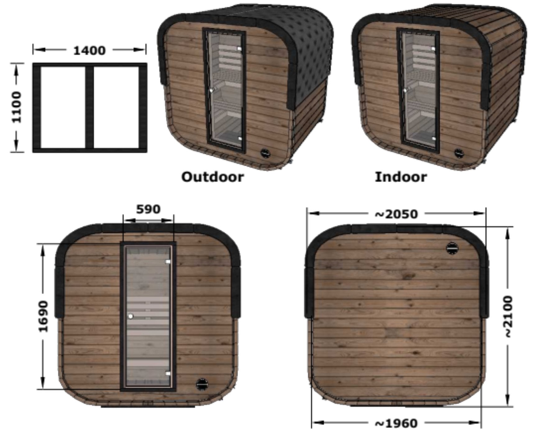 Camilla Traditional Outdoor Sauna 2-3 Person - Heracles Wellness