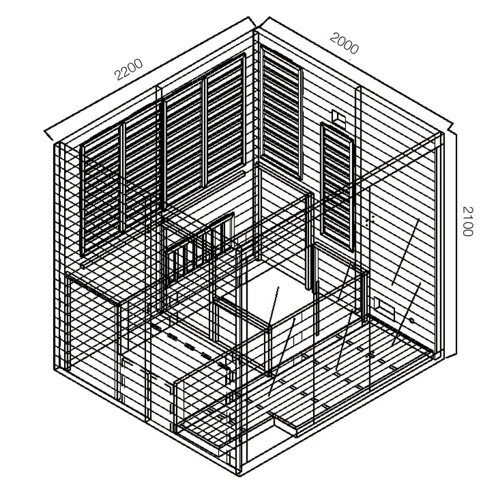 Jaquar Artize Infrared Sauna 6 Seater - Dimensions