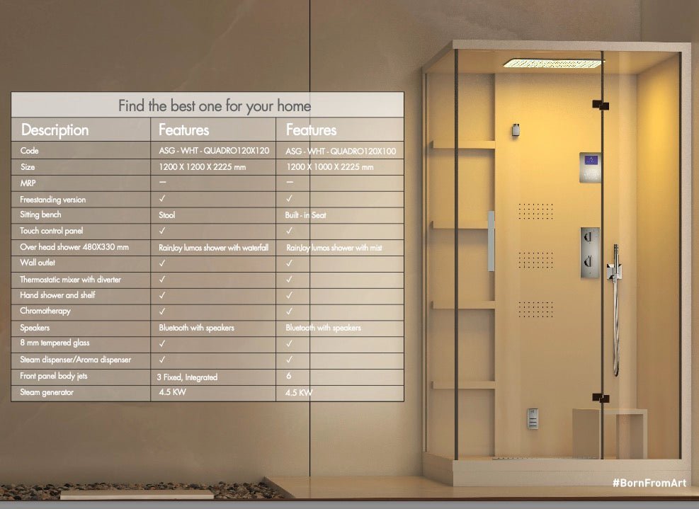 Jaquar Artize Quadro Steam and Shower Cabin - Heracles Wellness
