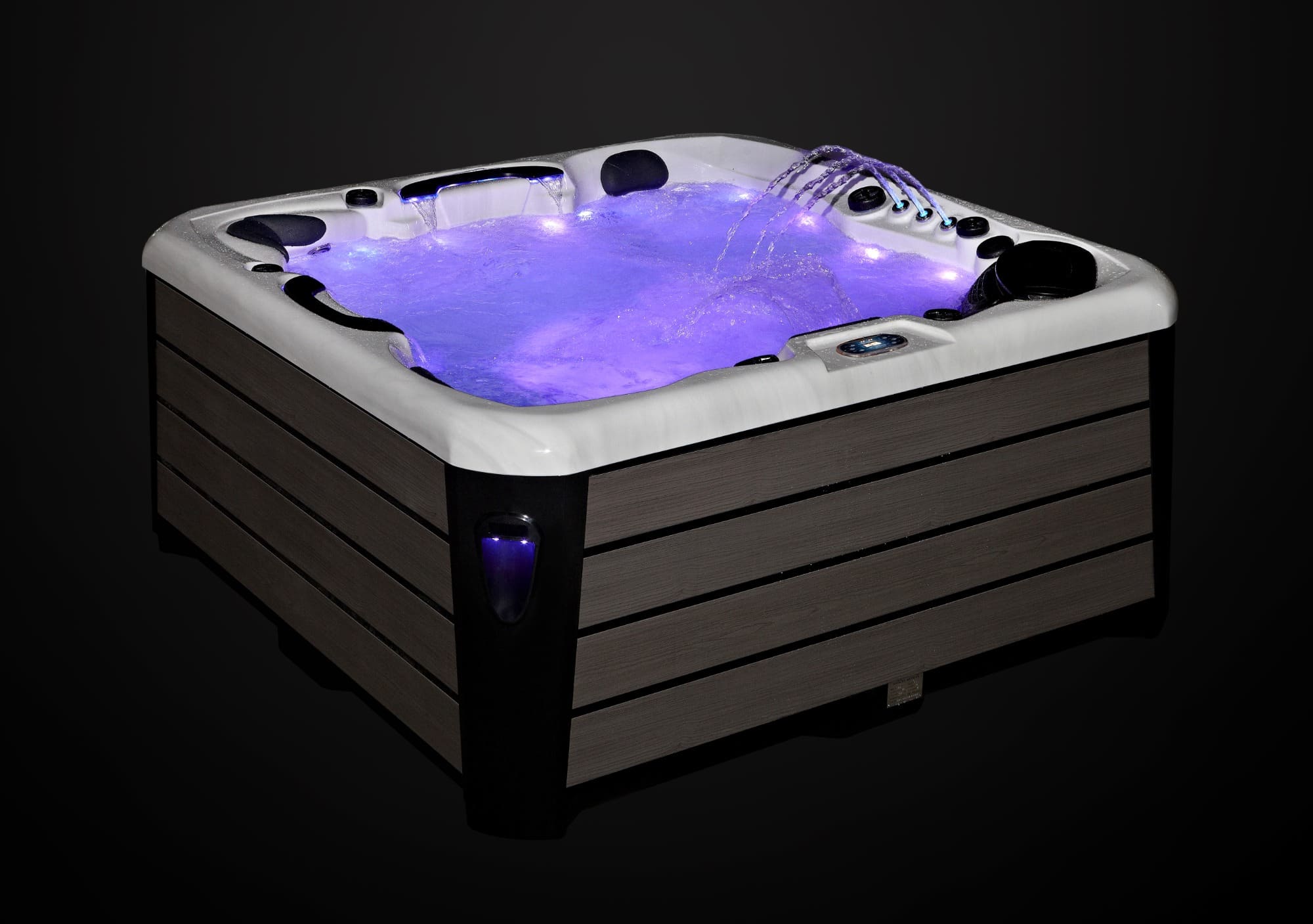 Platinum Spas Rhodes 5 Person Hot Tub Filled with fountain