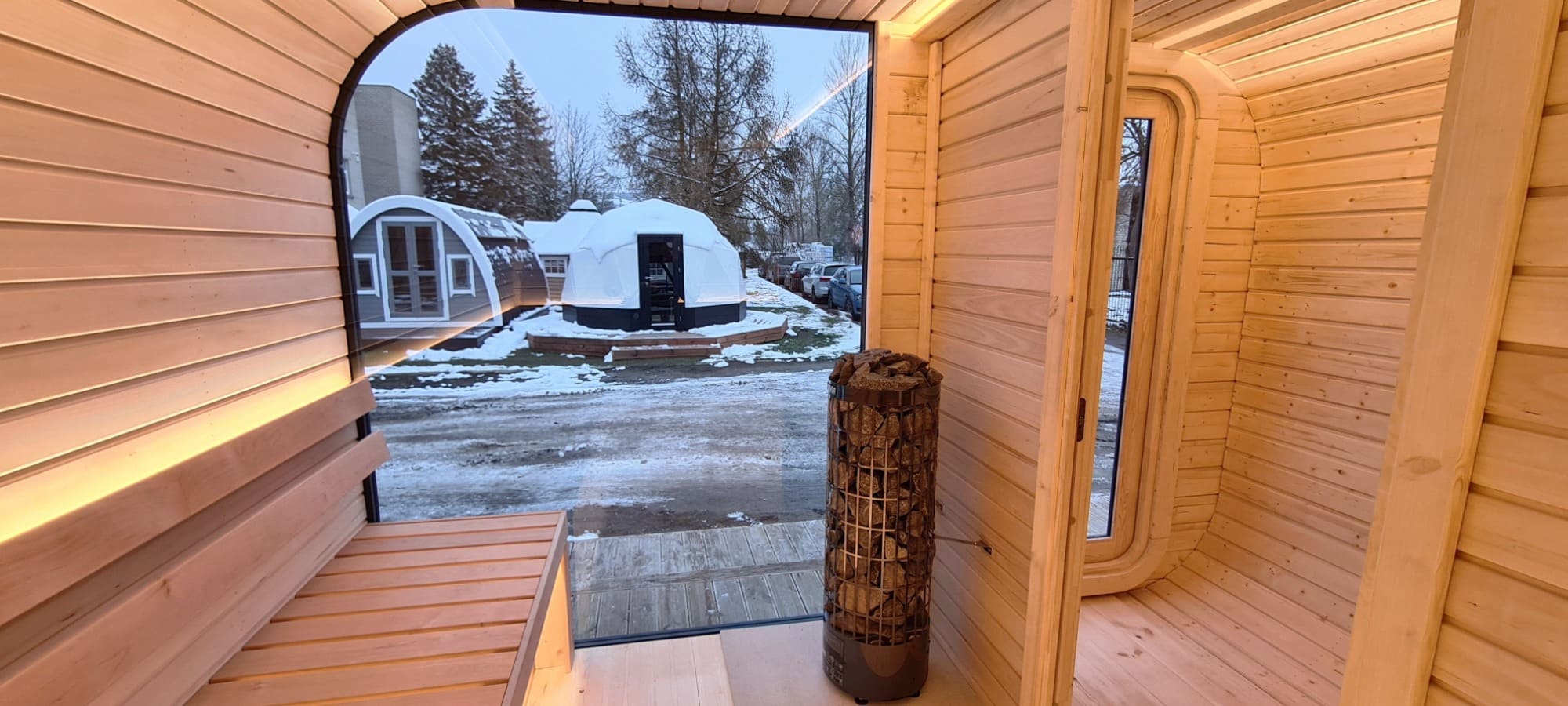 Viking Industrier Luna Outdoor Sauna With Changing Room inside