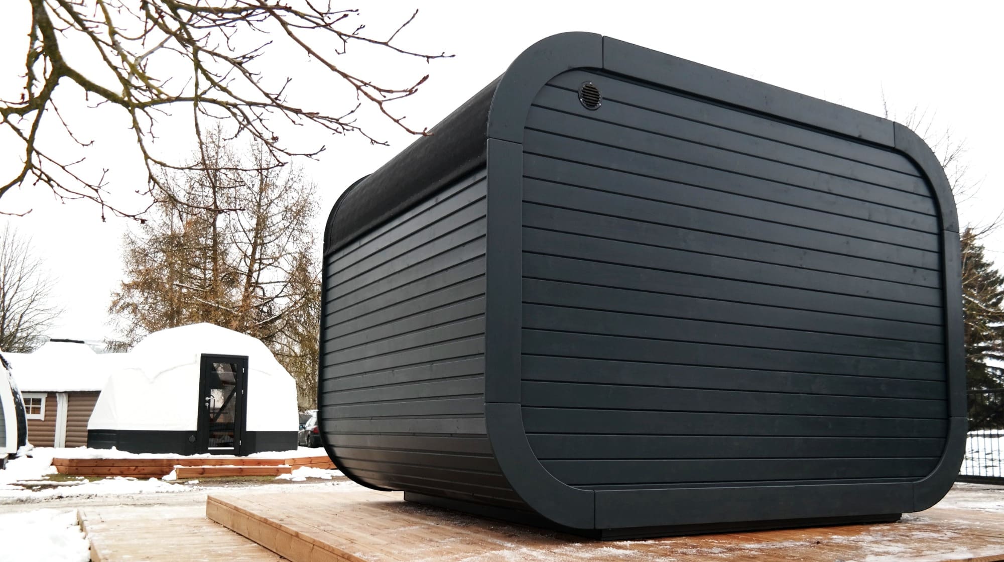 Viking Industrier Luna Outdoor Sauna With Changing Room rear view