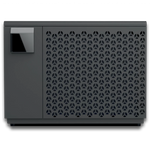iNHEAT 7kW heat pump - front view showing the full-width ventilation grille and the integrated control panel with LCD display