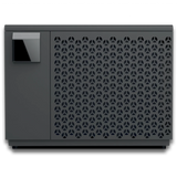 iNHEAT 7kW heat pump - front view showing the full-width ventilation grille and the integrated control panel with LCD display