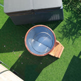 Glacier cold plunge overhead outdoor view with cover and chiller