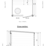 Leil Aris Mini technical dimensions diagram with width depth height and internal measurements