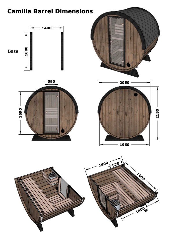 Camilla Barrel Outdoor Sauna Complete Kit 2 - 3 Person - Heracles Wellness