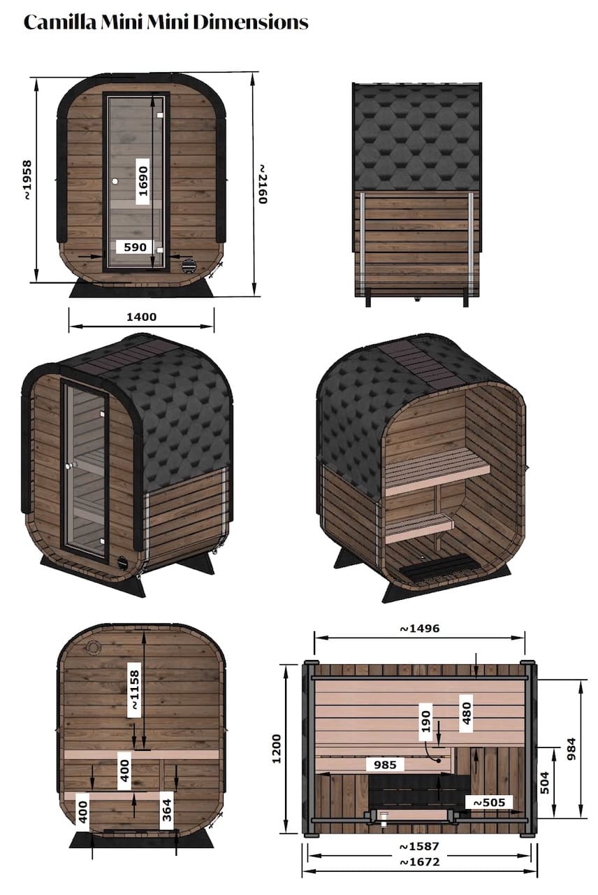 Camilla Compact Traditional Outdoor Sauna 1 - 2 Person - Heracles Wellness