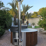 Deluxe Wood Fired 6 Person Hot Tub with Integrated Heater - Heracles Wellness