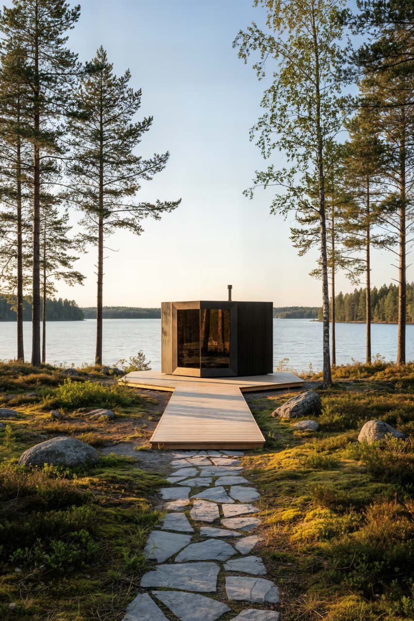 Genevas Zermatt 5 Person Outdoor Sauna with Changing Room - Heracles Wellness