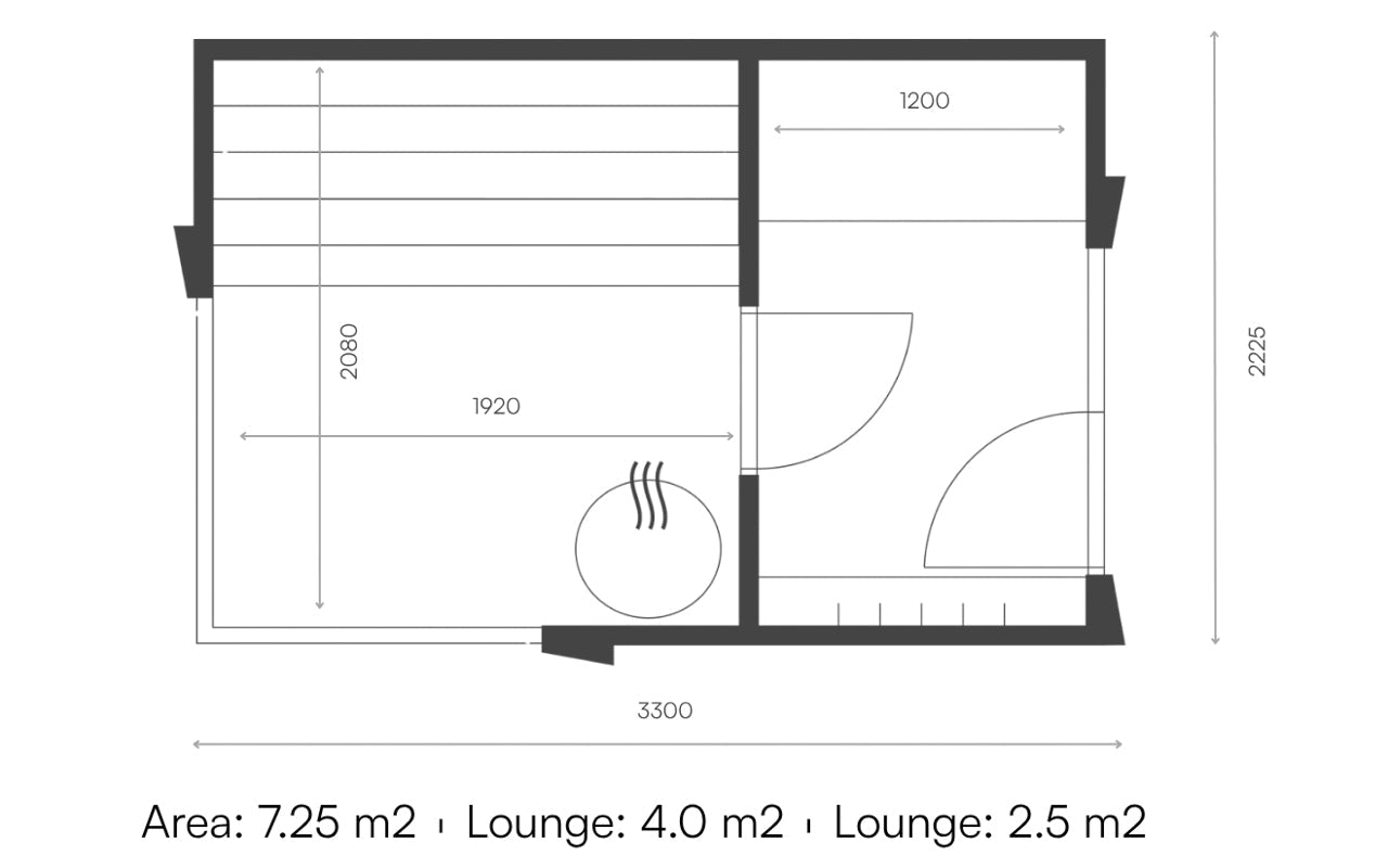 Genevas Zermatt 5 Person Outdoor Sauna with Changing Room - Heracles Wellness