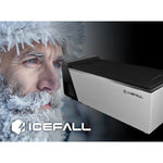 Icefall 0°C ice bath hero image showing the premium plug and play cold plunge with lid, vents and adjustable feet.