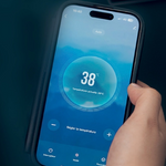 Smartphone displaying the Smartlife app at 38 degrees Celsius for remote iNHEAT SpaLine control