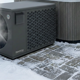 iNHEAT SpaLine heat pump supplying a hot tub in winter conditions
