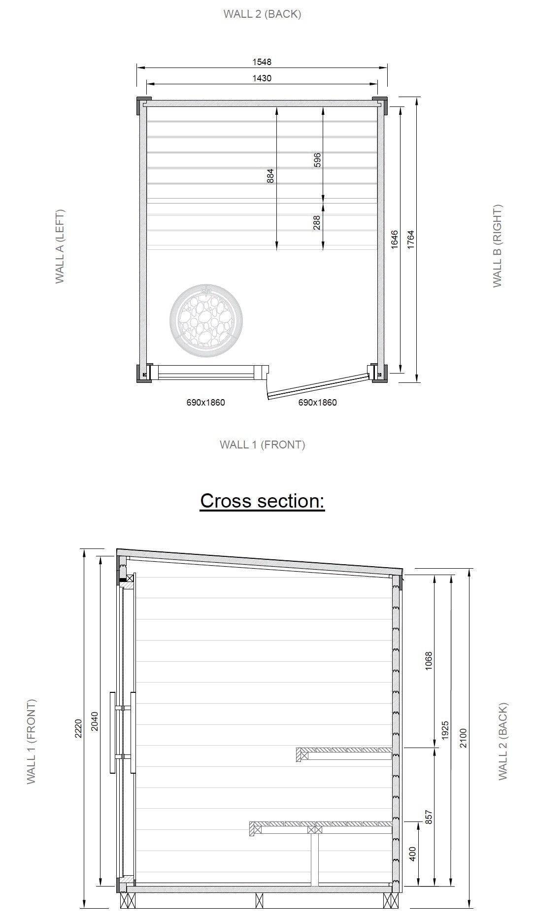 Leil® Aris Mini 2-3 Person Outdoor Sauna Kit - Heracles Wellness