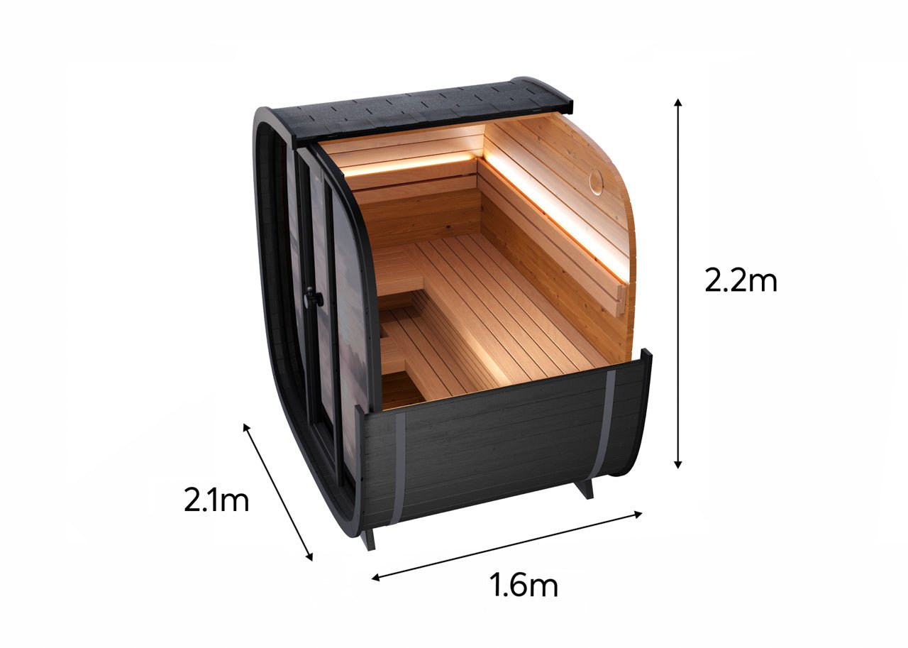 Leil® Black Cube Classic 4 Person Outdoor Sauna Kit - Heracles Wellness