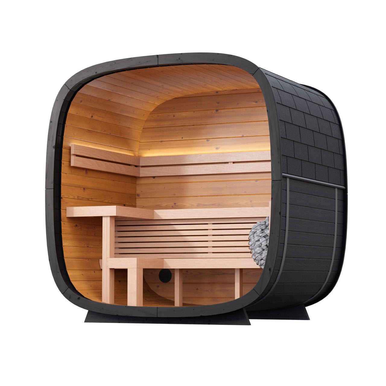 Leil® Black Cube Classic 4 Person Outdoor Sauna Kit - Heracles Wellness