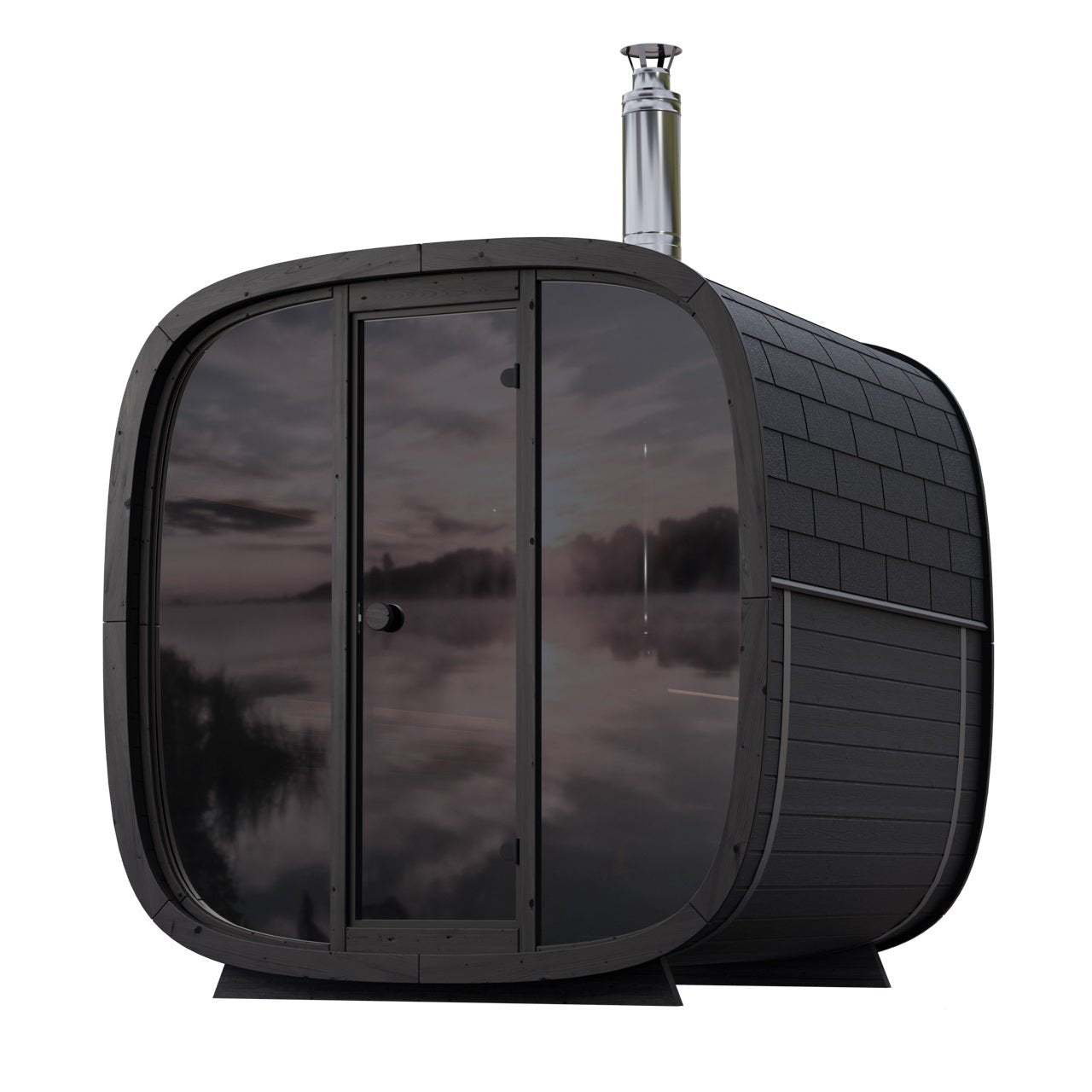 Leil® Black Cube Comfort 6 - 8 Person Outdoor Sauna - Heracles Wellness