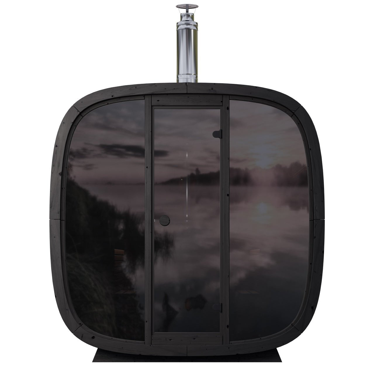 Leil® Black Cube Comfort 6 - 8 Person Outdoor Sauna - Heracles Wellness