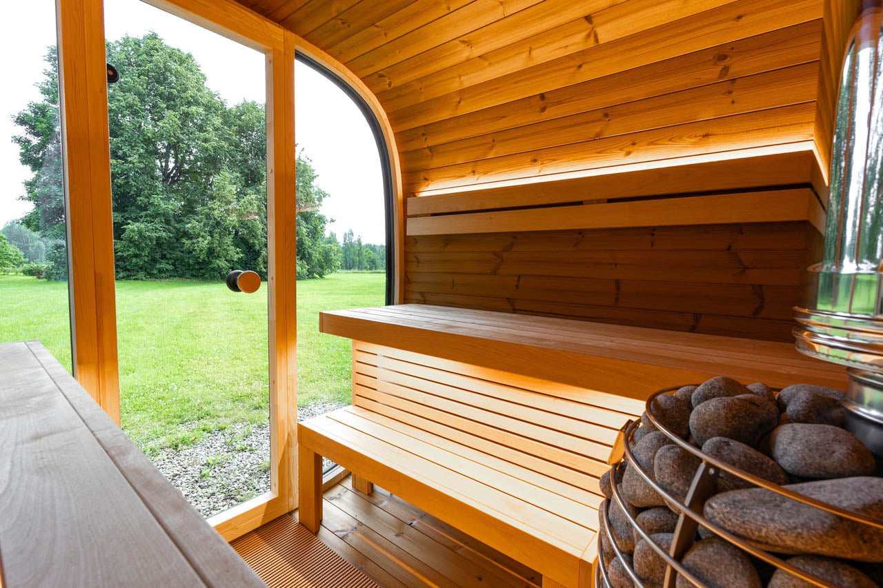 Leil® Black Cube Comfort 6 - 8 Person Outdoor Sauna - Heracles Wellness