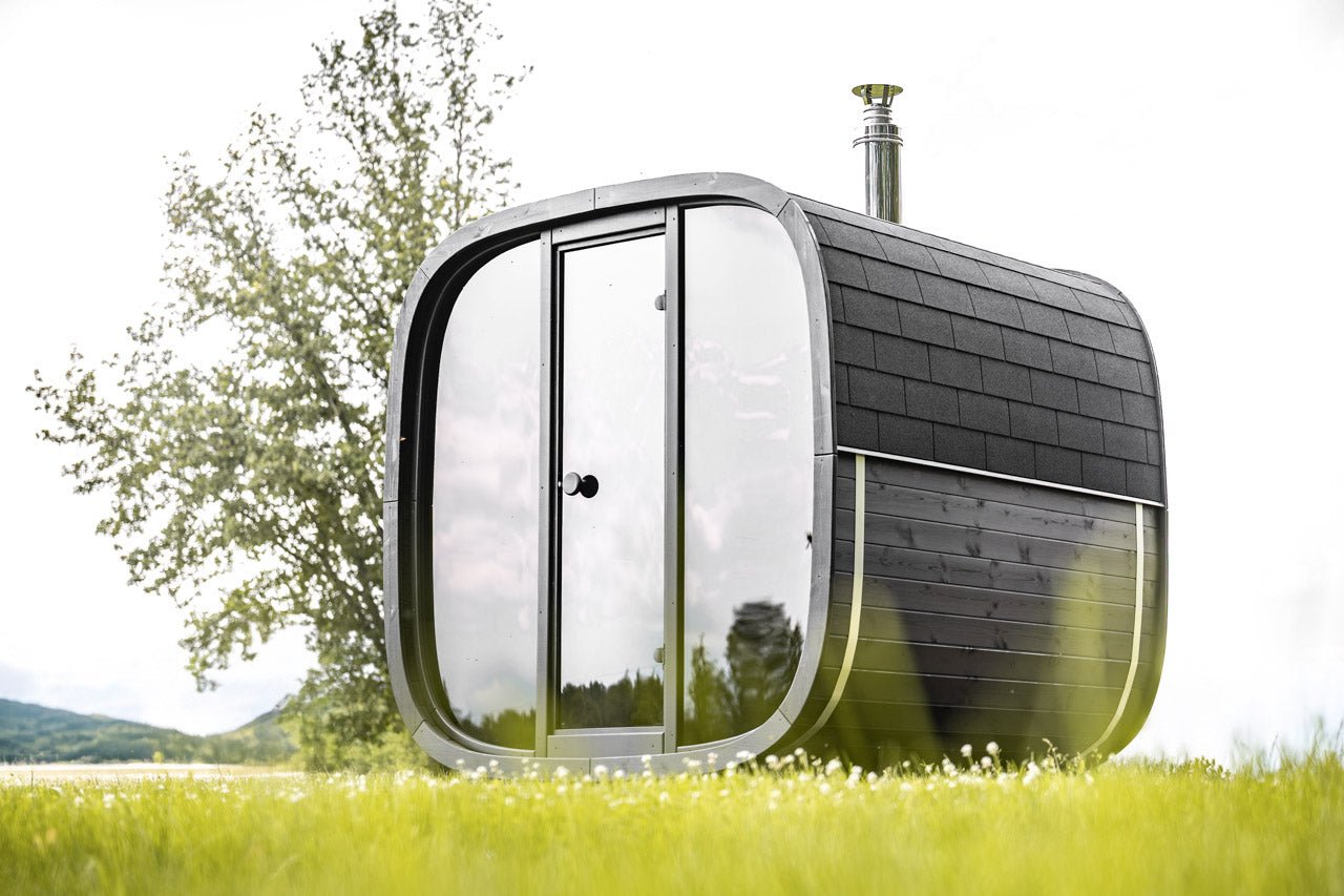 Leil® Black Cube Comfort 6 - 8 Person Outdoor Sauna - Heracles Wellness