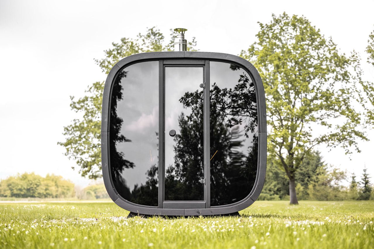Leil® Black Cube Comfort 6 - 8 Person Outdoor Sauna - Heracles Wellness