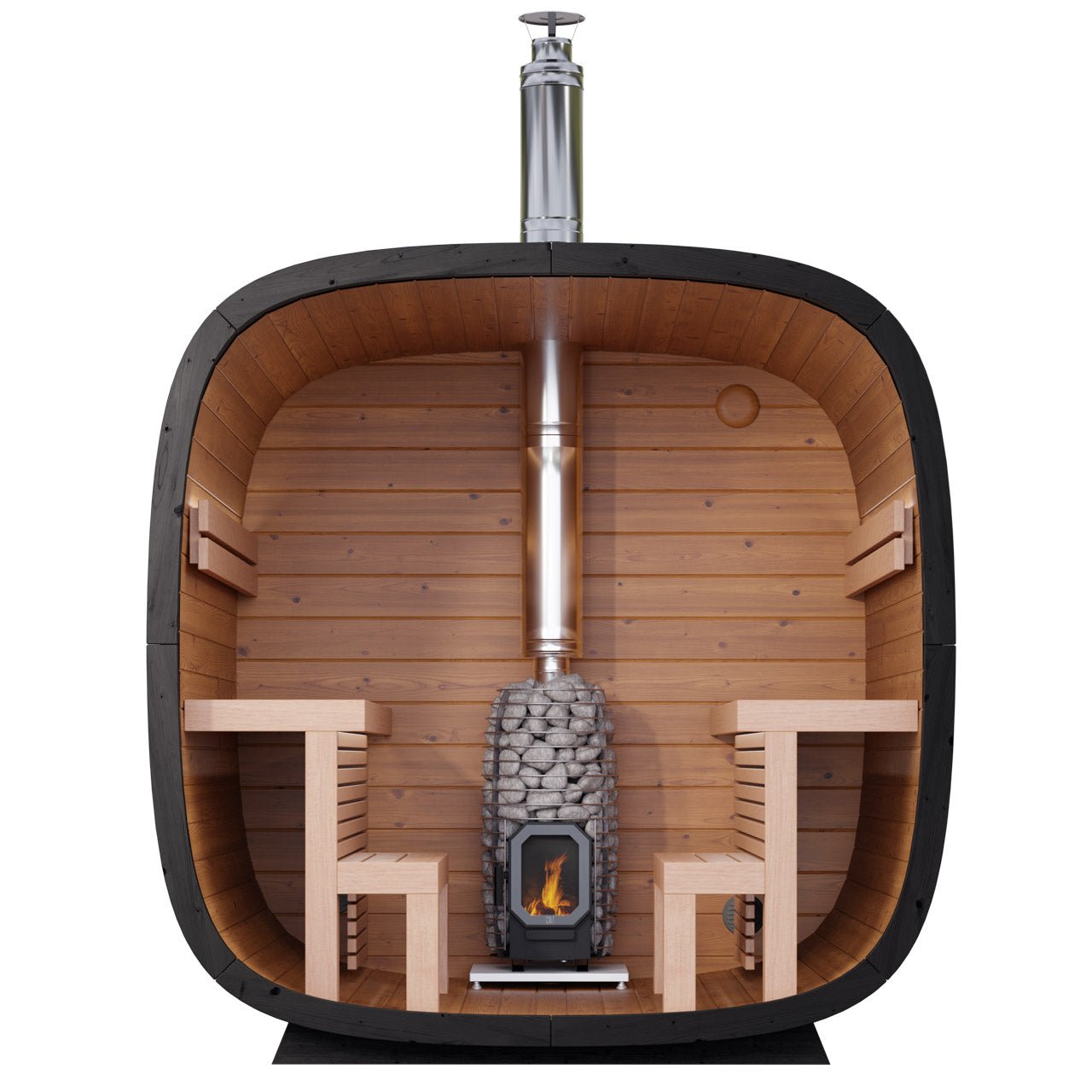 Leil® Black Cube Comfort 6 - 8 Person Outdoor Sauna - Heracles Wellness