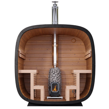 Leil® Black Cube Comfort 6-8 Person Outdoor Sauna