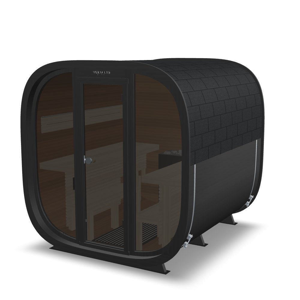 Leil® Black Cube Comfort 6-8 Person Outdoor Sauna Kit - Heracles Wellness
