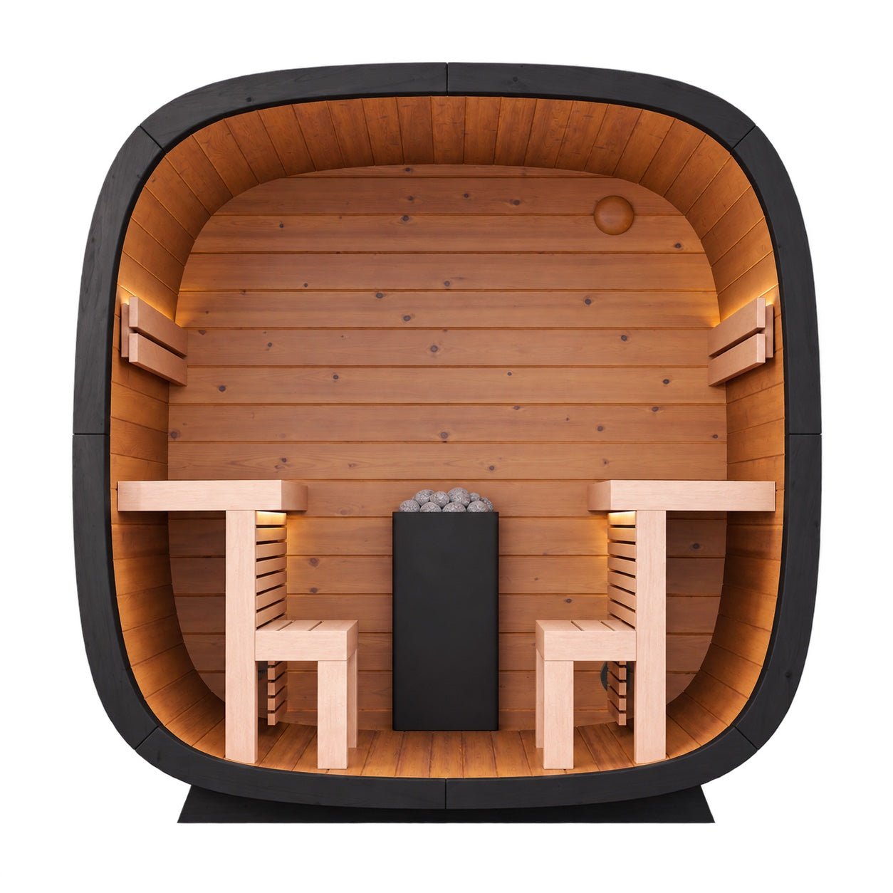 Leil® Black Cube Comfort 6-8 Person Outdoor Sauna Kit - Heracles Wellness