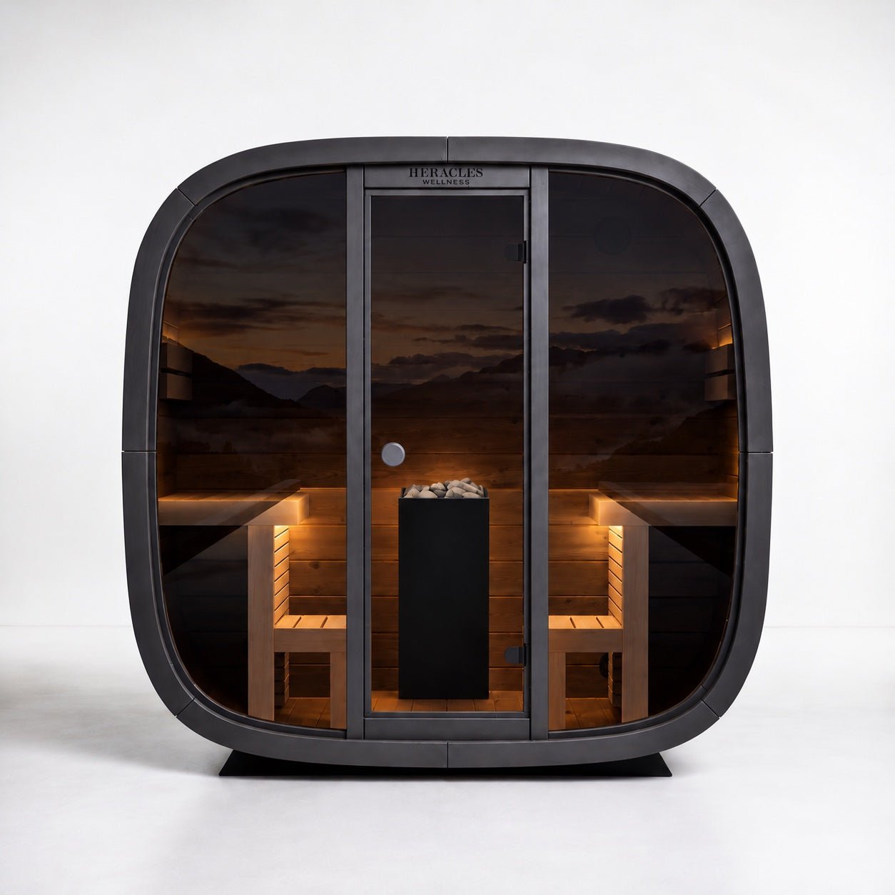 Leil® Black Cube Comfort 6-8 Person Outdoor Sauna Kit - Heracles Wellness
