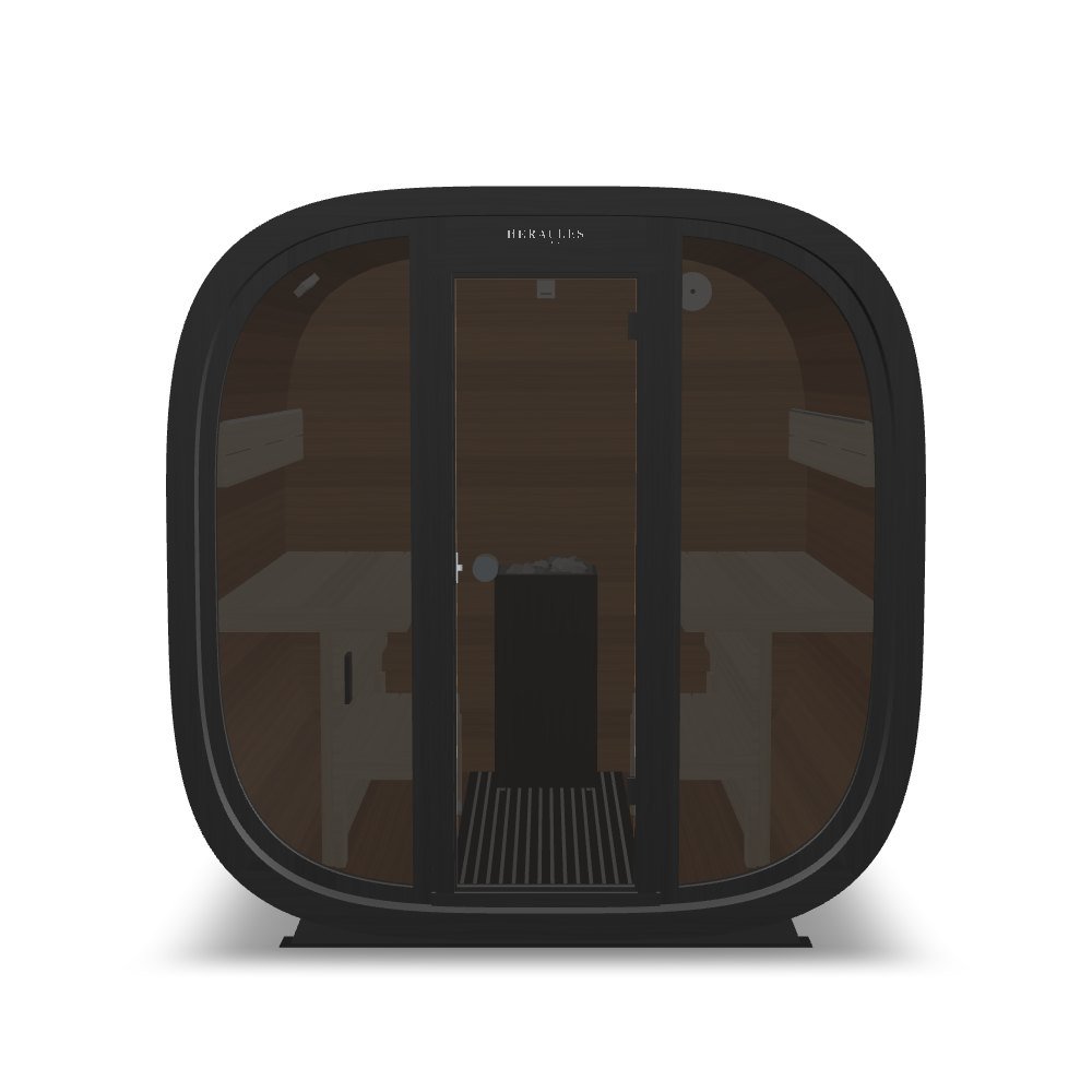 Leil® Black Cube Comfort 6-8 Person Outdoor Sauna Kit - Heracles Wellness