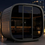 Leil® Black Cube Premium 4 - 6 Person Outdoor Sauna Kit - Heracles Wellness