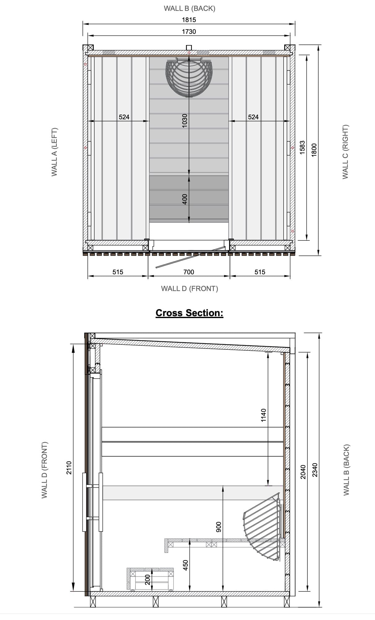 Leil® Viva 180 4 - 6 Person Outdoor Sauna - Heracles Wellness